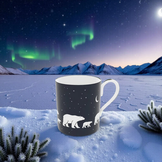 Holiday Polar Bears Navy Mug - Bone China Christmas Gift