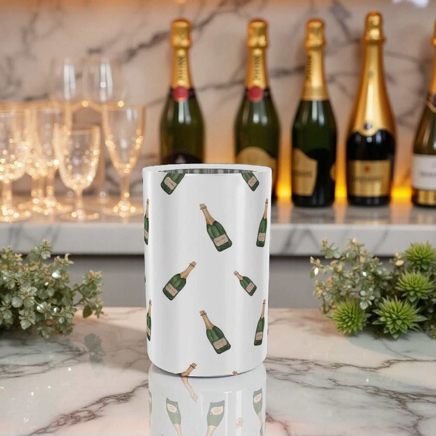 Luxury Wine Cooler with Festive Champagne Bottle Design
