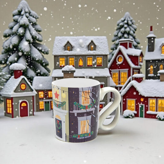 Festive Christmas in London Bone China Mug - Gift for Travelers