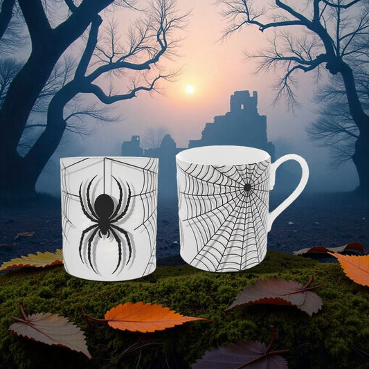 Halloween Spiders and Webs Bone China Mug - Creepy Crawly Drinkware