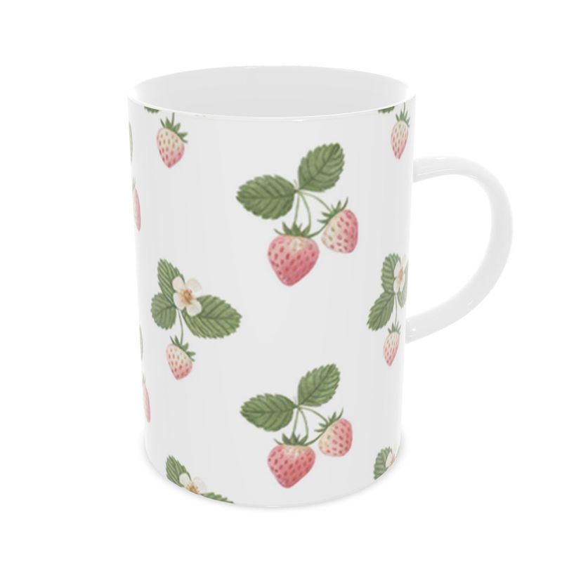 Sweet Strawberry Design Fine Bone China Tea Cup for Summer