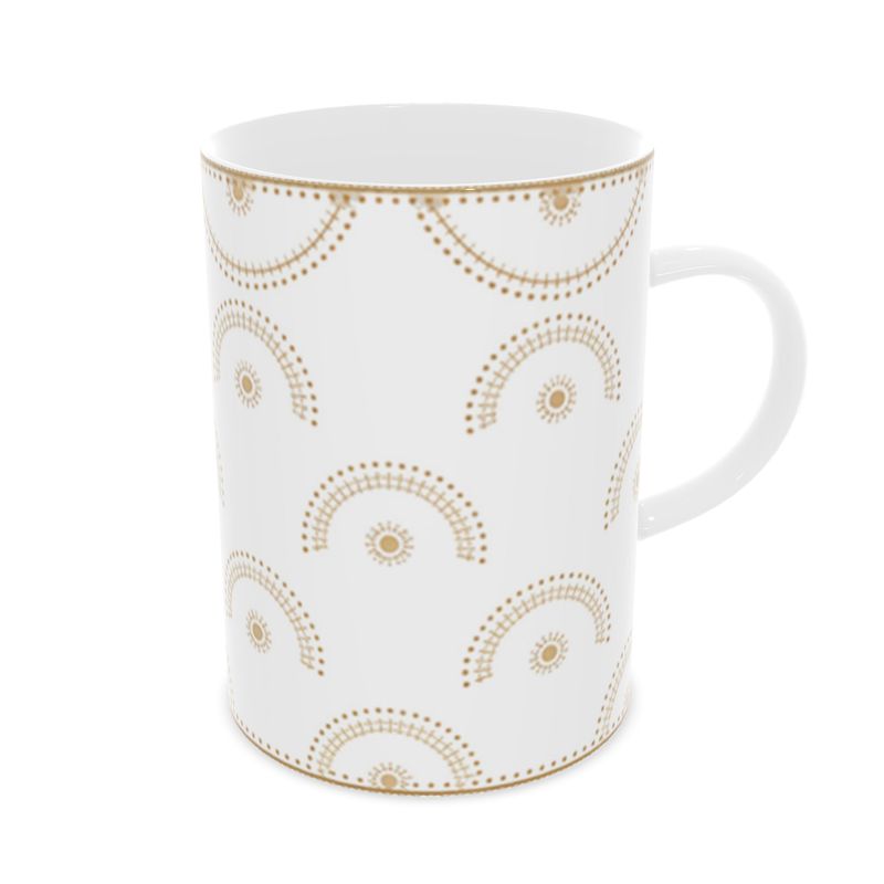 Golden Monaco Bone China Mug - Delicate Tea Cup with Fine Details