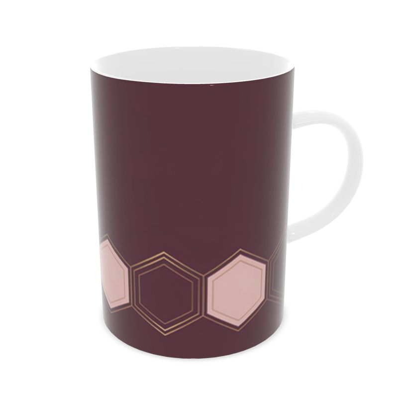 Exquisite Burgandy And Pink Bone China Mug - Elegant Tea Cup