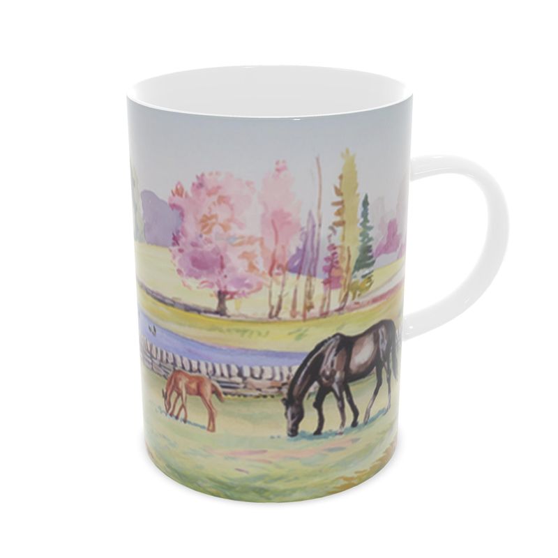 Elegant Horse Design Bone China Mug - Countryside Inspired