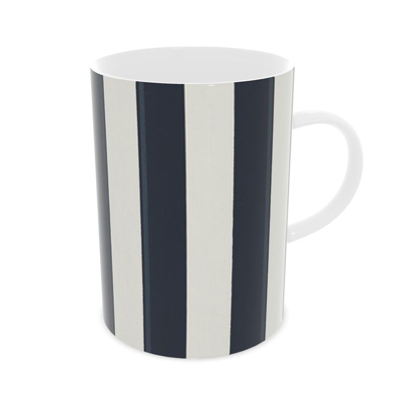 Elegant Ink Blue Stripes Fine Bone China Mug