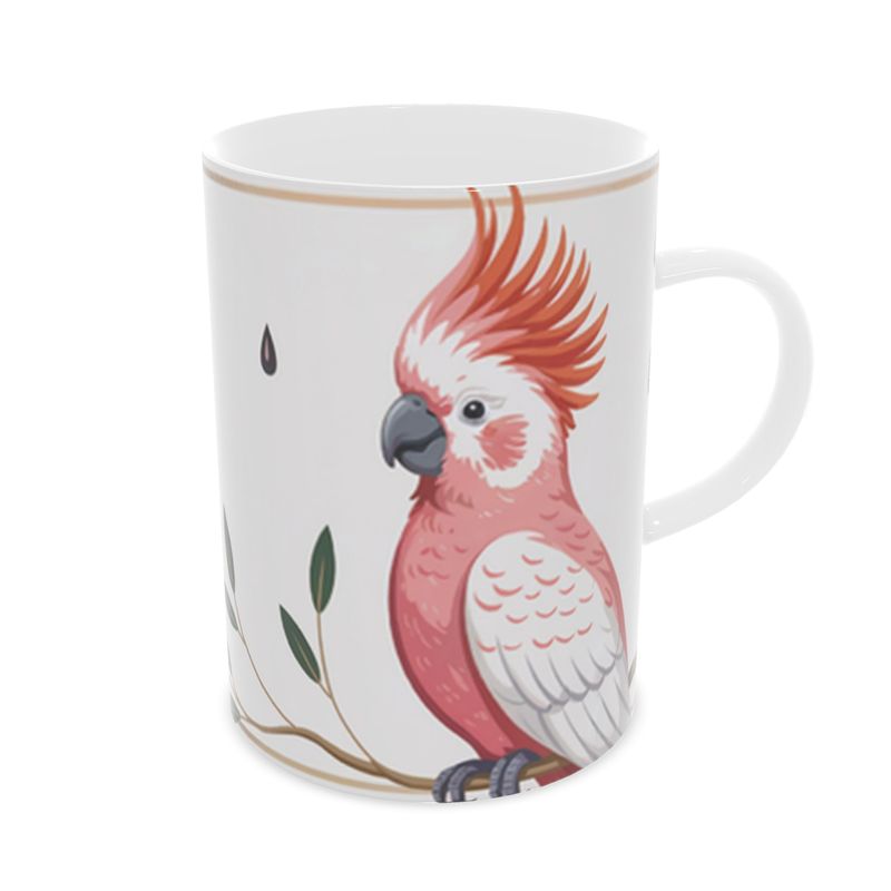 Luxury Pink Parrot Mug - Exquisite Fine Bone China Bird Design