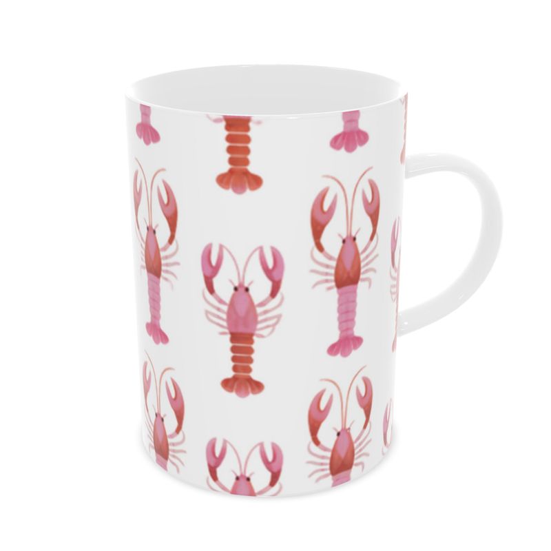 Ocean-Inspired Pink Lobster Mug - Fine Bone China Cup