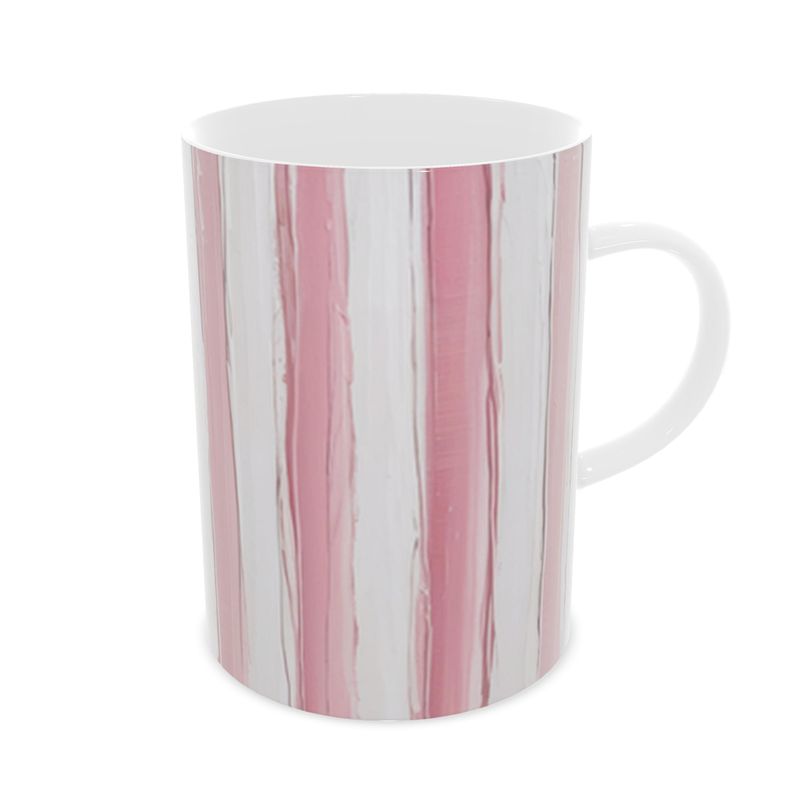 Luxury Monaco Pink Stripes Fine Bone China Coffee Mug