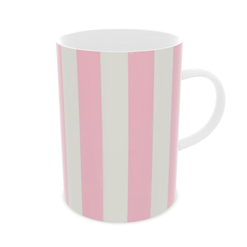 Pink and White Stripes Fine Bone China Mug