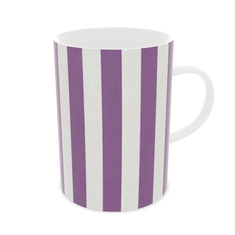 Stylish Fine Bone China Mug with Purple Stripes