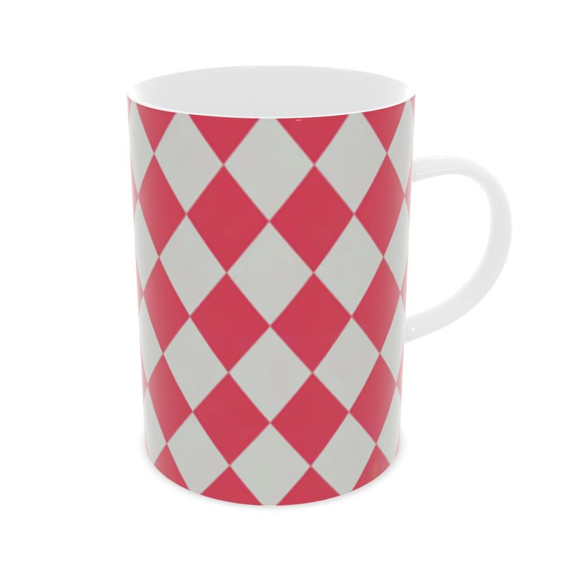 Modern Designer Red Harlequin Fine Bone China Mug
