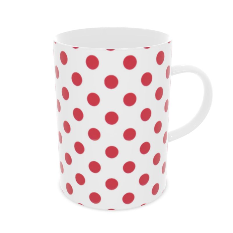 Classic Red Polka Dot Fine Bone China Mug, Tea Lover's Gift