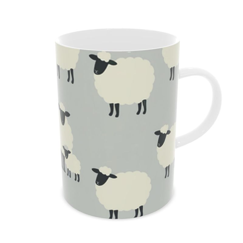 Cute Sheep Pattern Cup - Elegant Bone China Tea Mug