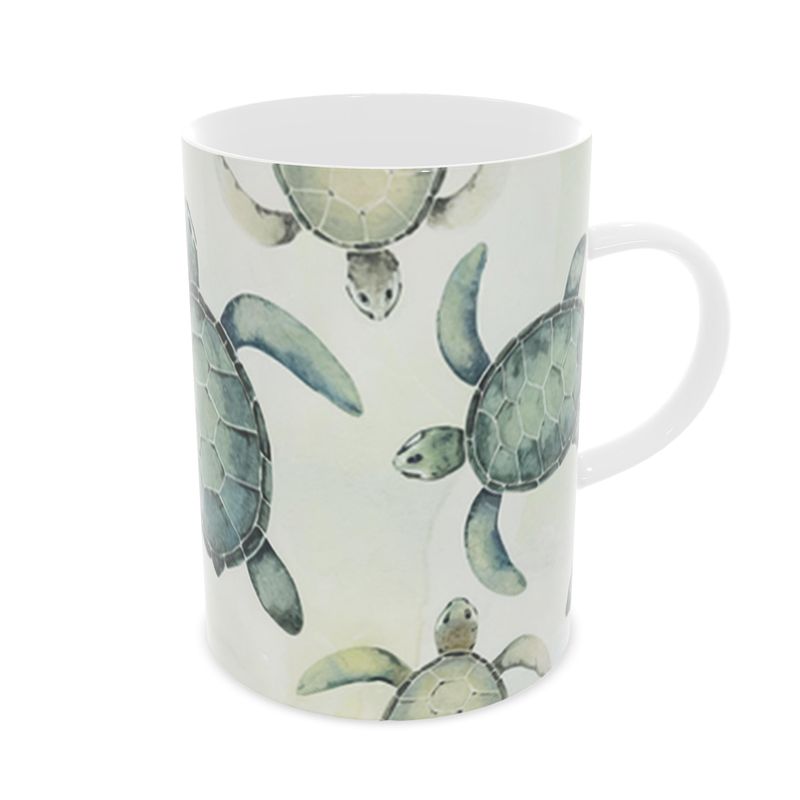 Ocean Lover Gift: Fine Bone China Mug with Sea Turtles Design