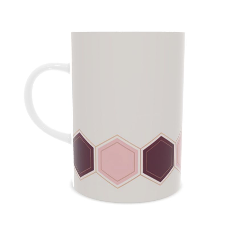 Exquisite Burgandy And Pink Bone China Mug - Elegant Tea Cup