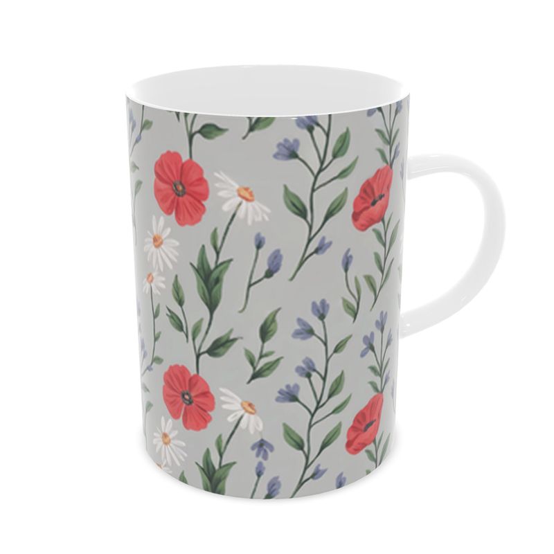 Floral Design Fine Bone China Mug - Gift for Nature Lovers
