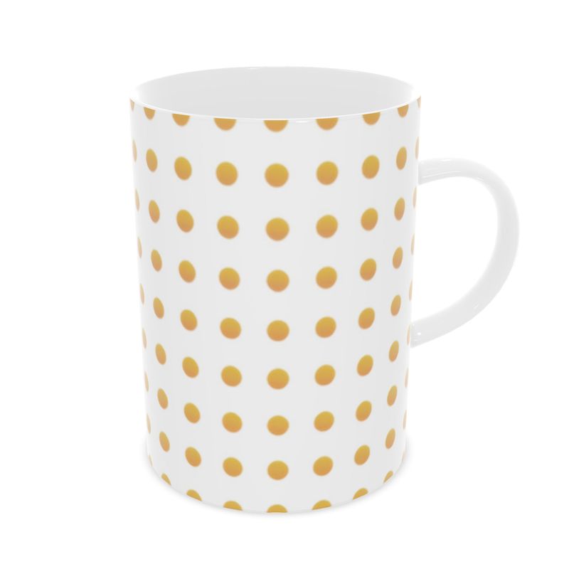 Vintage-Inspired Yellow Polka Dot Tea Cup, Fine Bone China